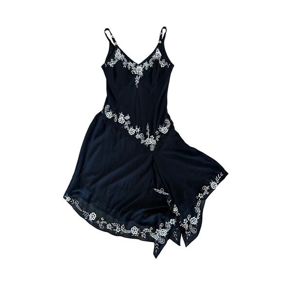 R&M Richards Women's Black Floral Embroidery Asymmetric sequinDress Size 14 - Picture 3 of 15